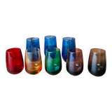Ensemble de verres à liqueurs colorés années 70
