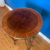 High wooden pedestal table