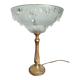 Antique table lamp in bronze and pressed glass by Ezan