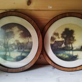 Three small round paintings