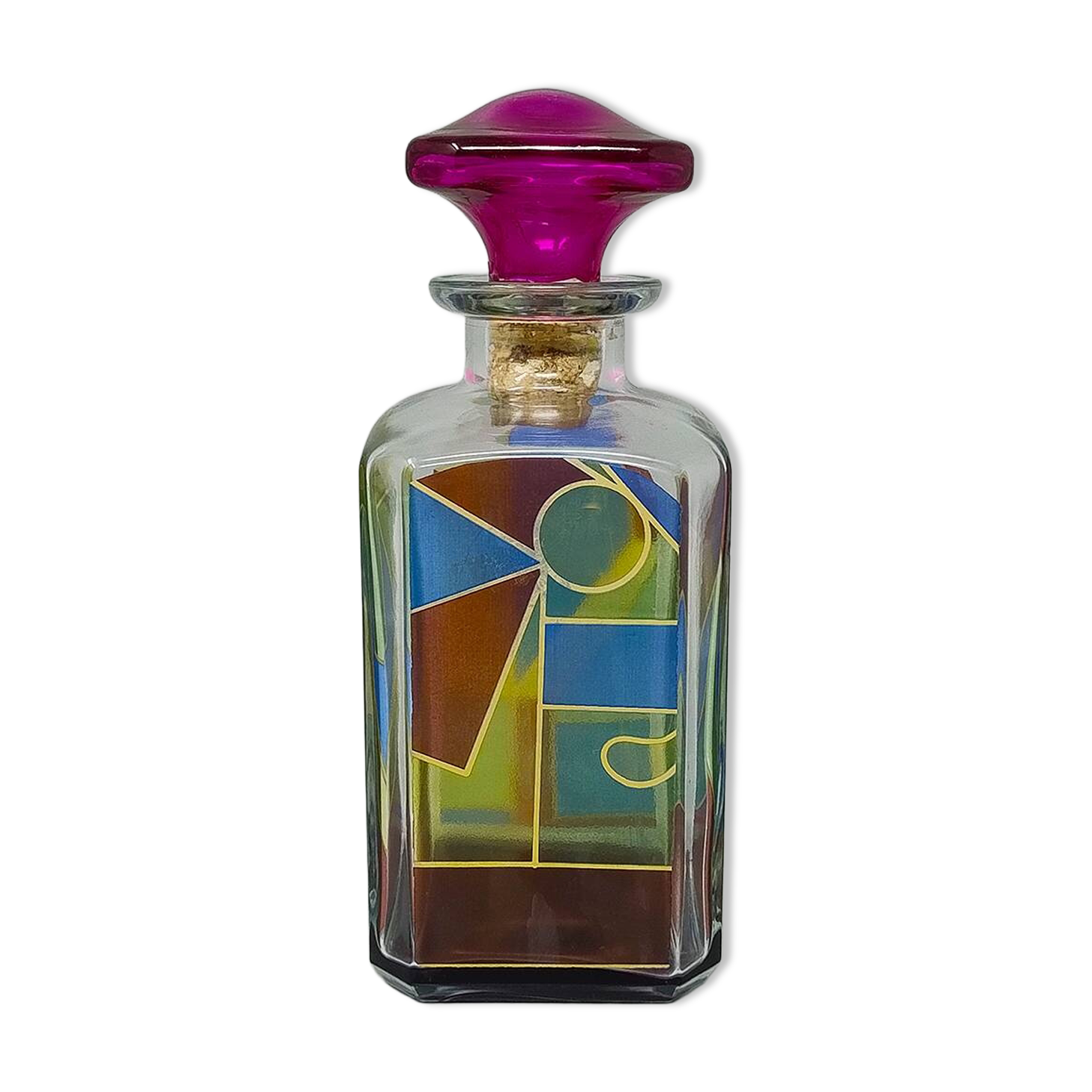 1970s Stunning Decanter or Decorative Bottle by Luigi Bormioli. Made in Ita