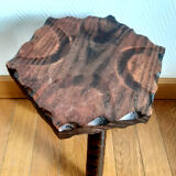 Hexagonal brutalist tripod stool