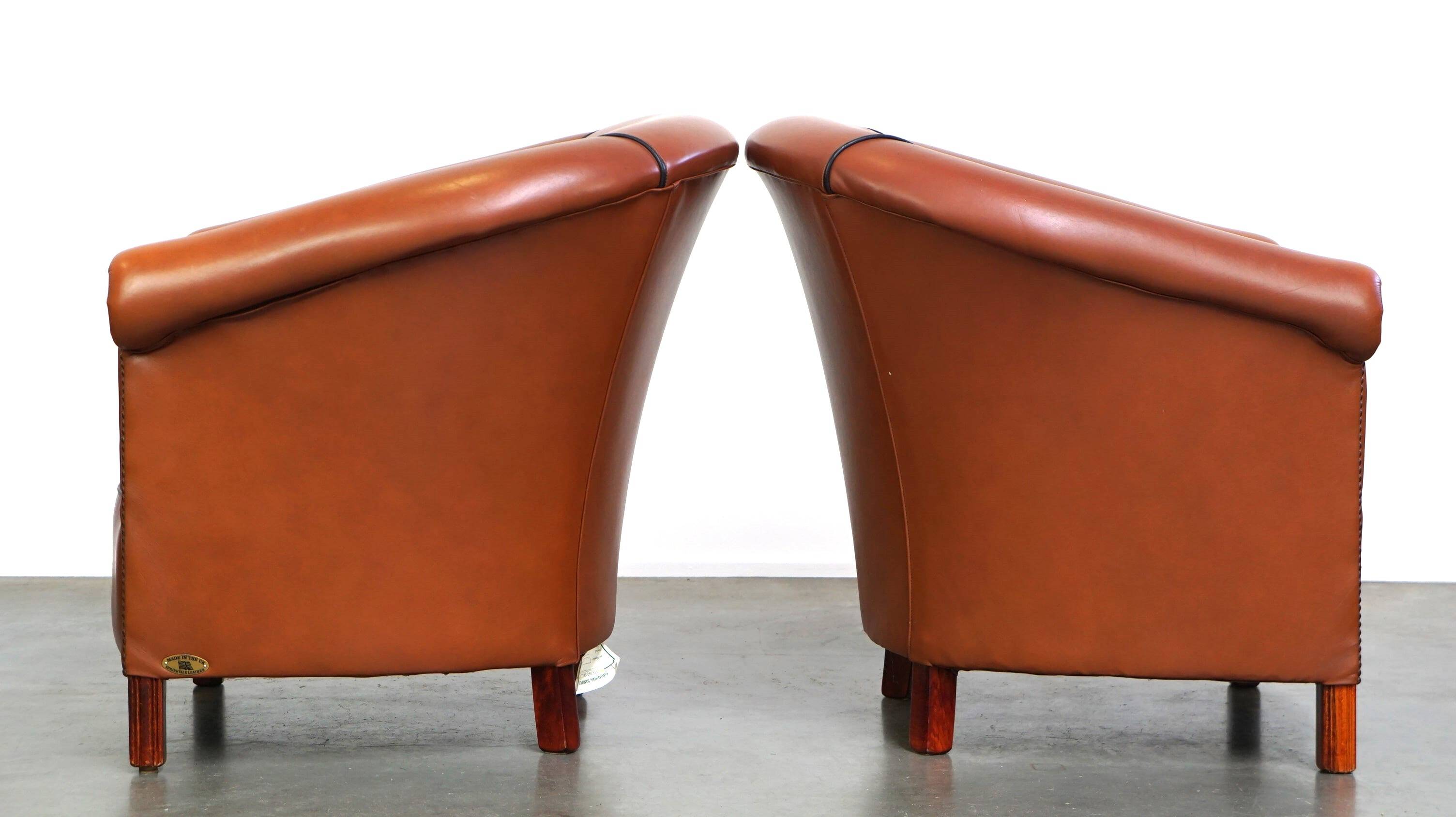 Set of original English handmade springvale club chairs in good condition