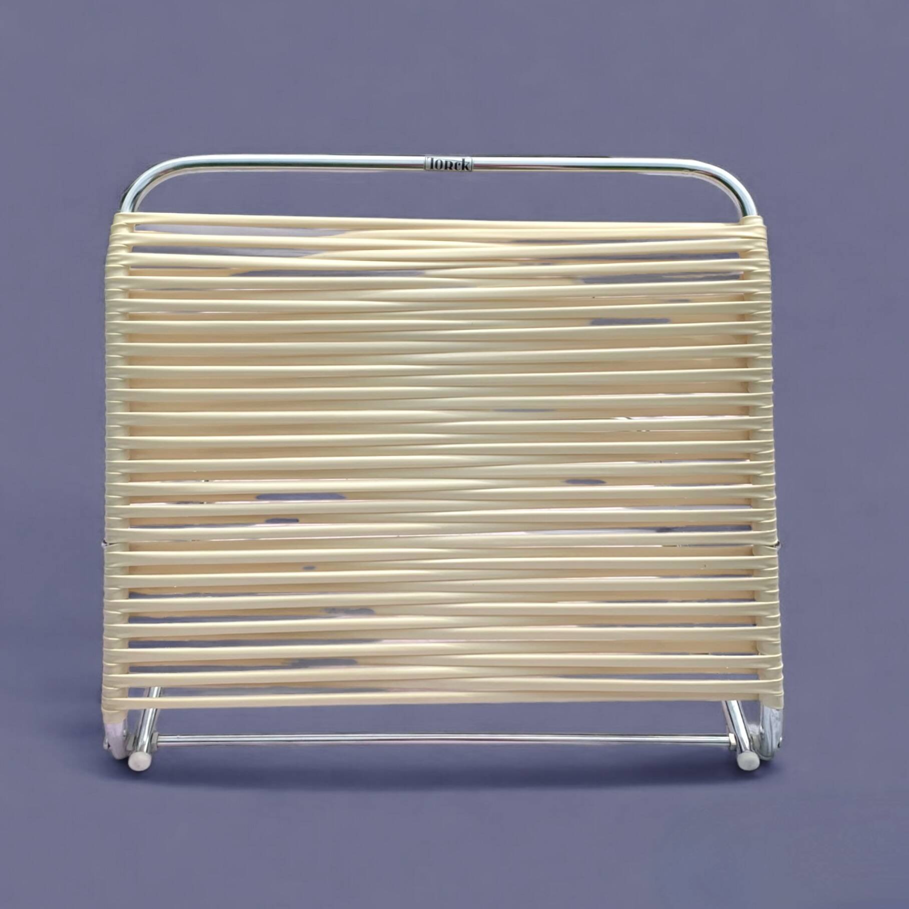 Torck - Vintage beach folder in chrome metal and white scoubidou