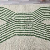 Tapis berbère fait main artisanale vert et blanc taille 150 x 250 cm