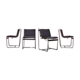 Set of four vintage chrome metal tube mid century chairs