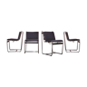 Set of four vintage chrome metal tube mid century chairs