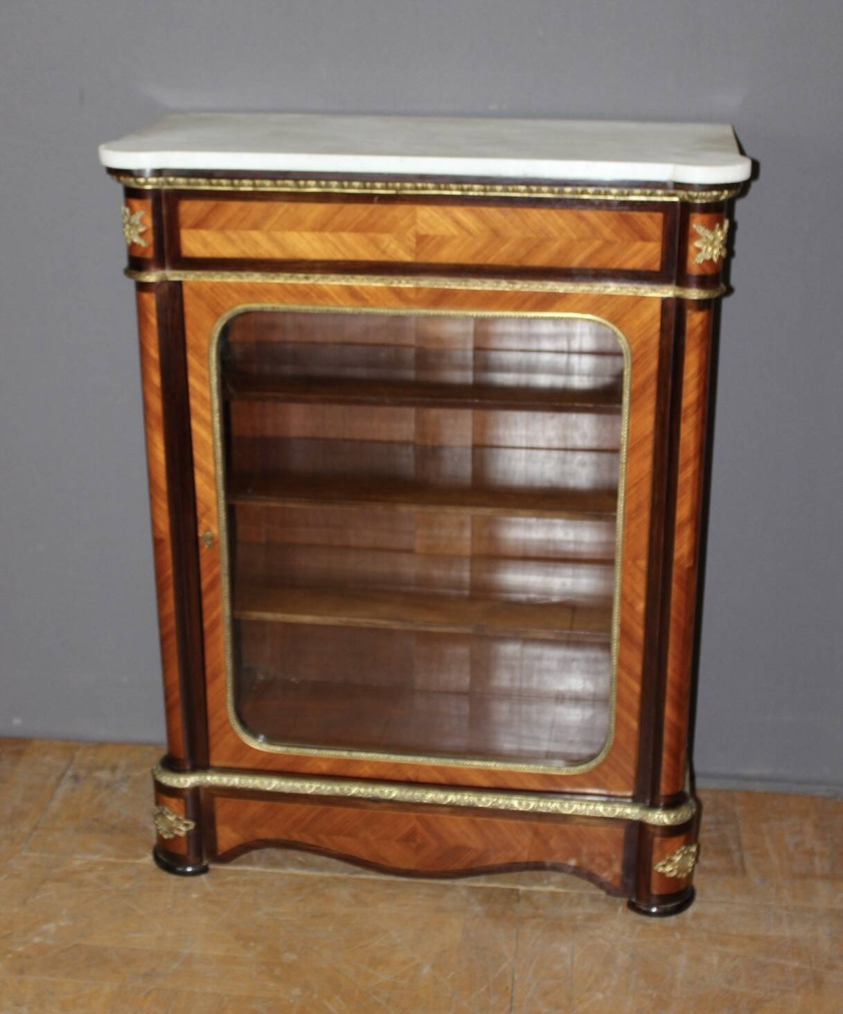 Napoleon III display cabinet in marquetry circa 1880