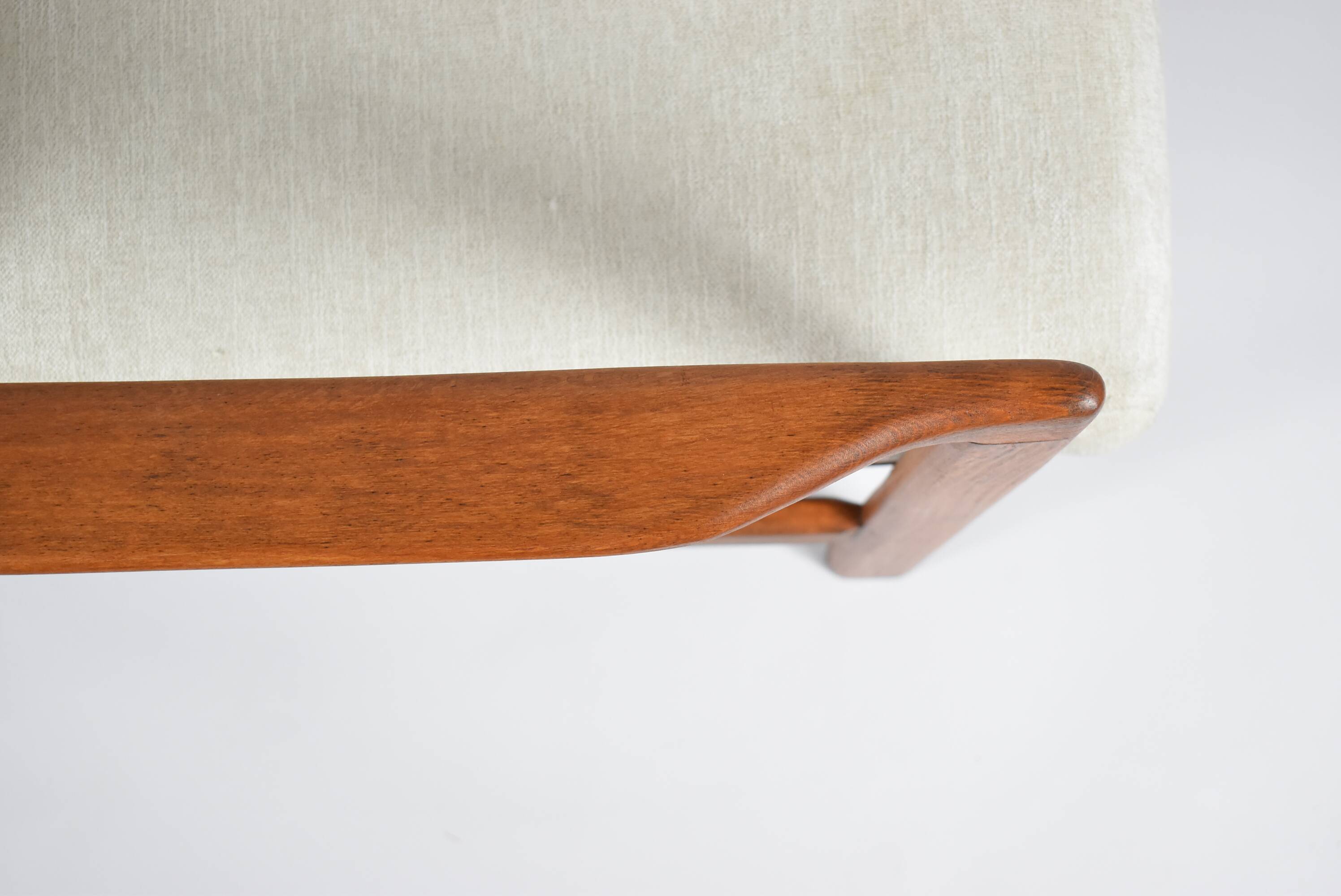 Scandinavian original armchair Baczyk, 1960s, renovation, beige, teak wood