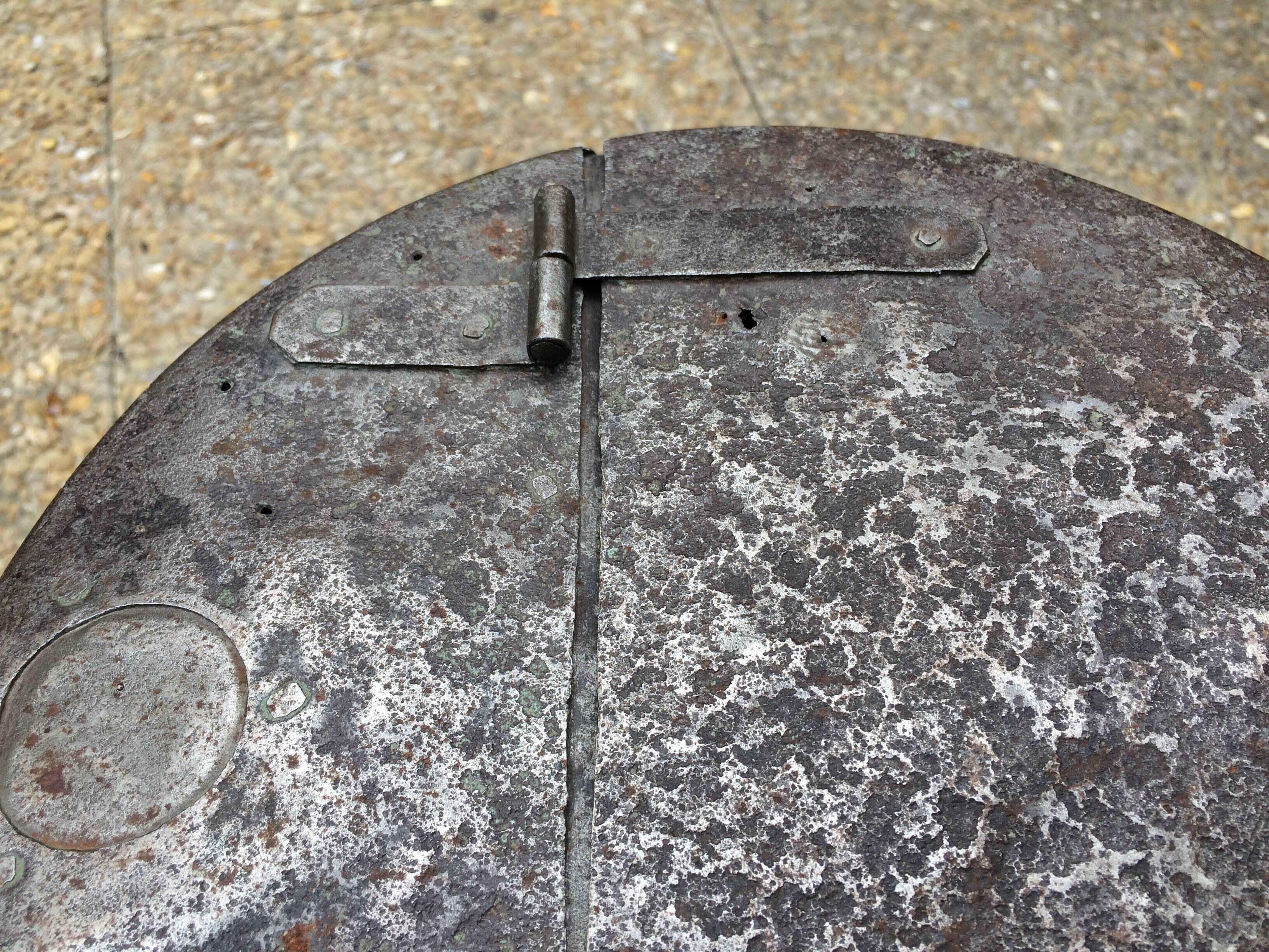 Round box industrial metal barrel with solid padlock