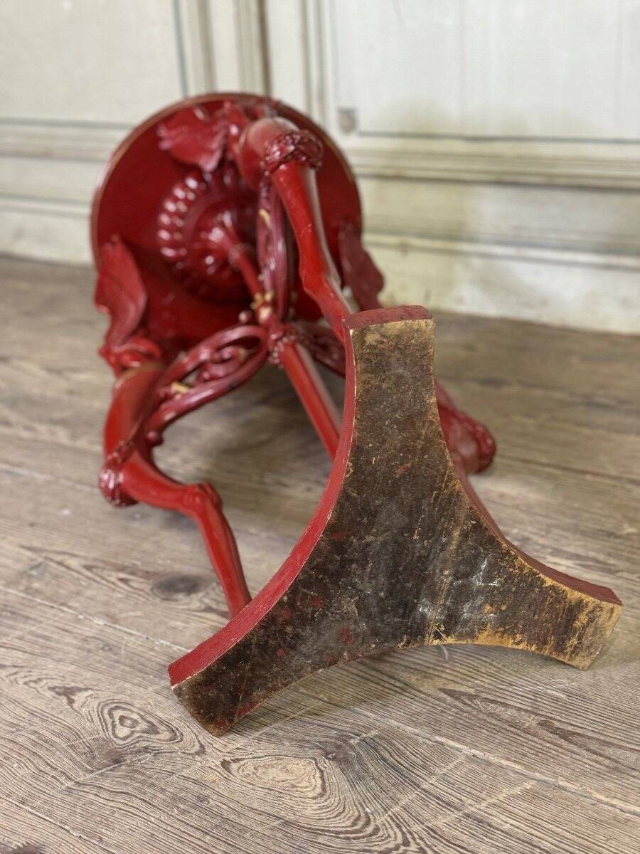 Athenian carved wood, red patina imitation of red marble