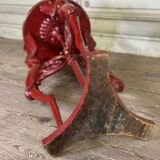 Athenian carved wood, red patina imitation of red marble