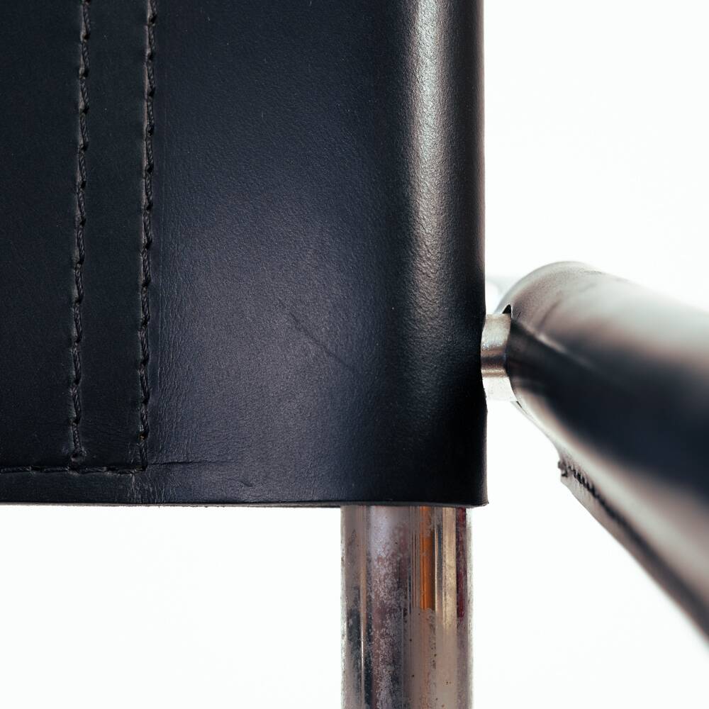 Chaise Bauhaus Mart Stam Marcel Breuer en cuir noir, Fasem 1980s