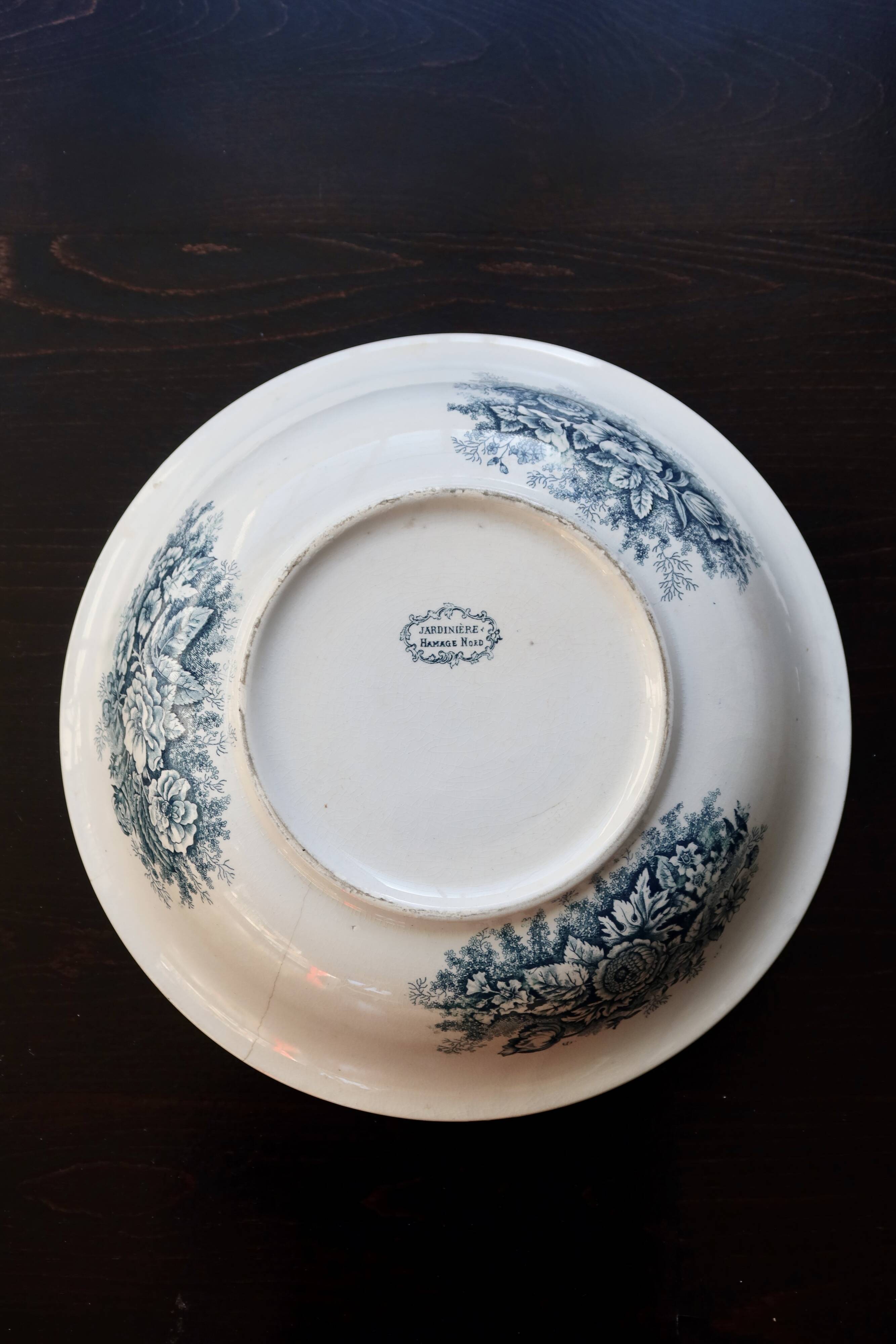 Basin or large antique salad bowl Hamage Nord – Blue planter model