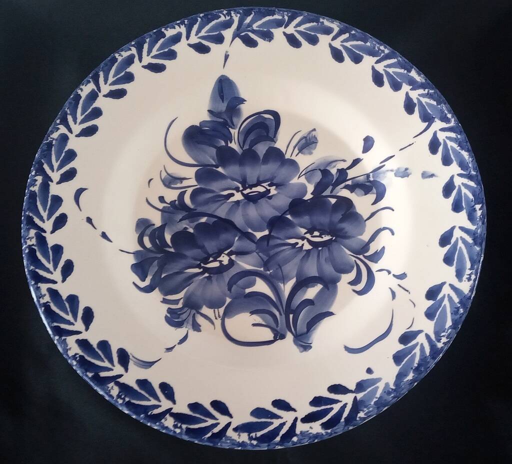 Large Portuguese Ceramic Plate Blue and White