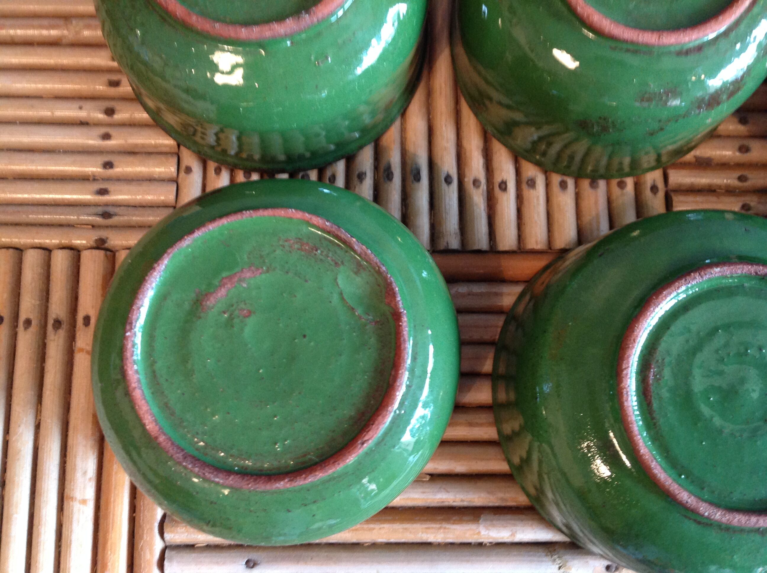 Set of 7 glazed terracotta cups