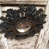 Convex mirror leaves and black flowers golden reflection 20 cm