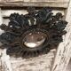 Convex mirror leaves and black flowers golden reflection 20 cm
