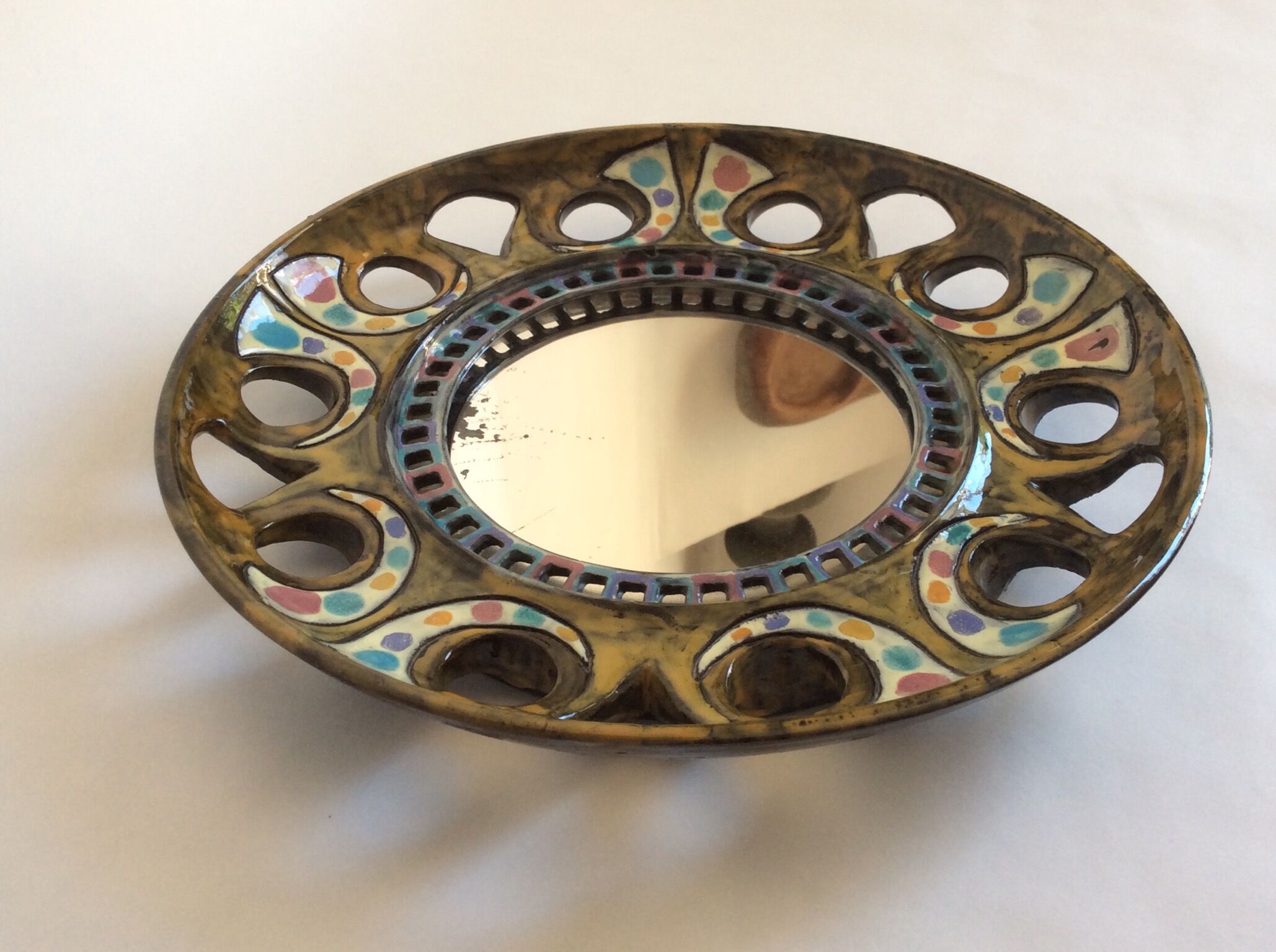 Ceramic mirror from the 1960s 32cm