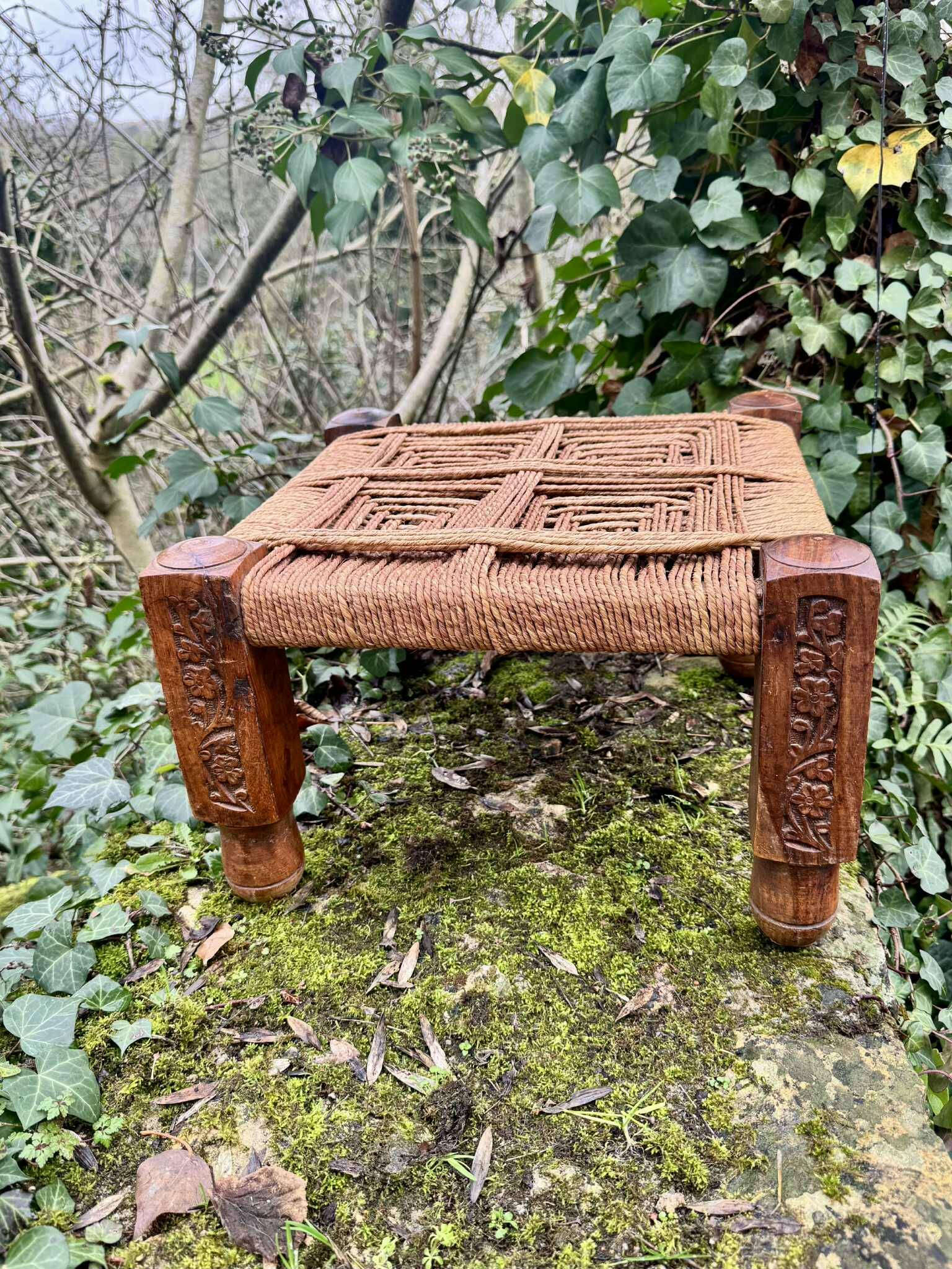Large Indian rope stool from the early 20th century.
