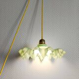 Vintage 1950s mini green opaline portable lamp