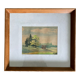 Framed watercolor landscape signed 1949