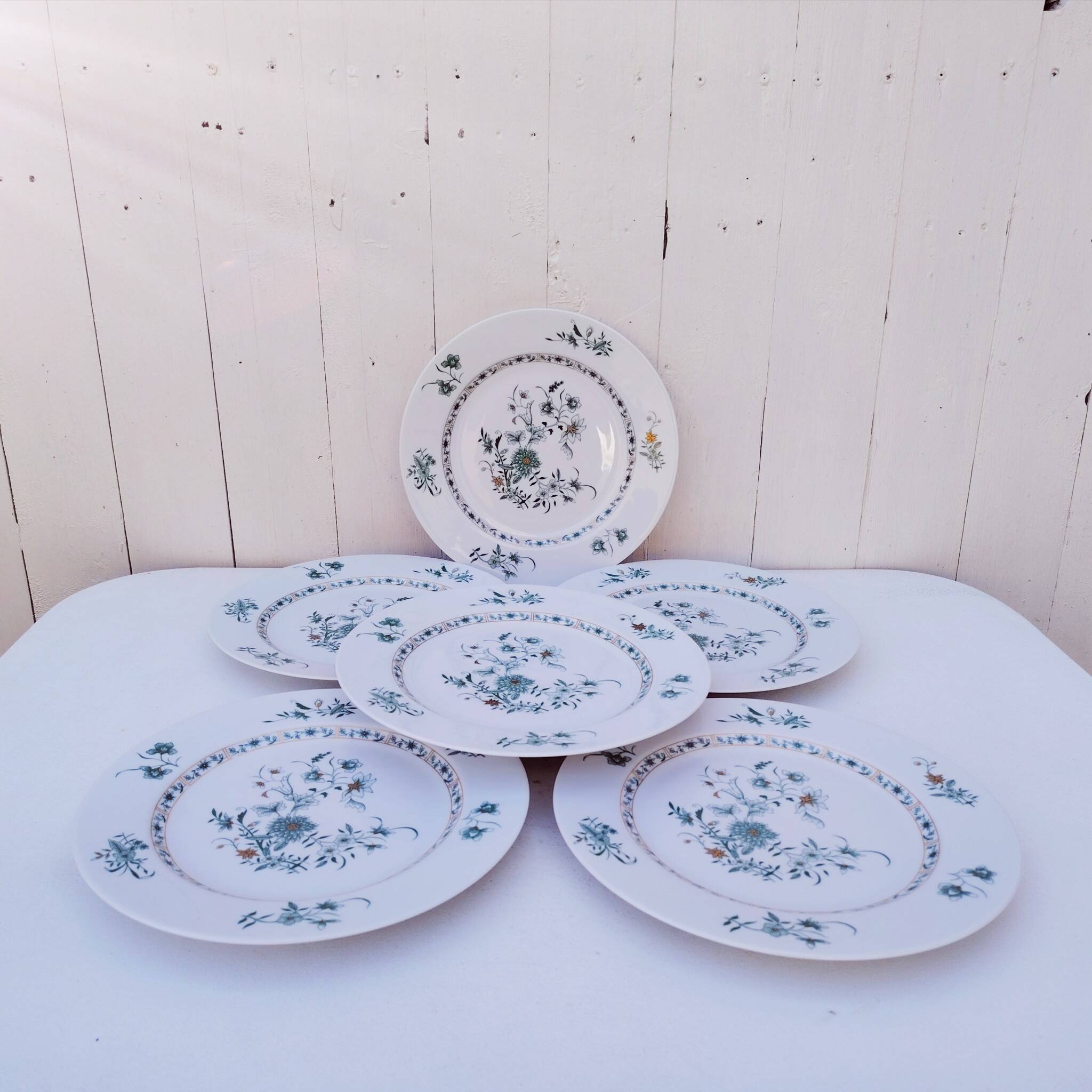 6 flat plates, Limoges porcelain, Bernardaud, Beijing No. 2