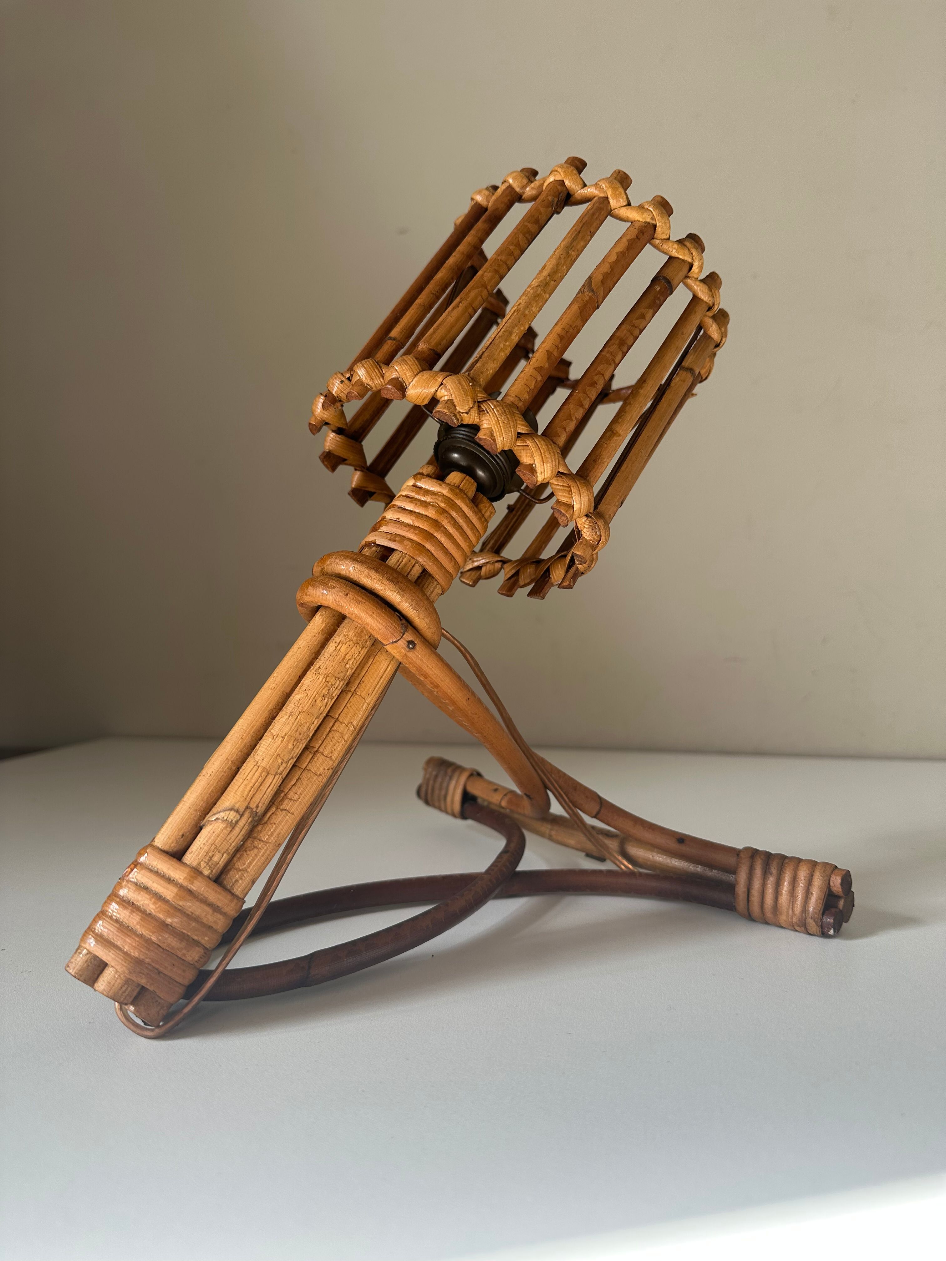 Vintage rattan wall lamp design 60 years