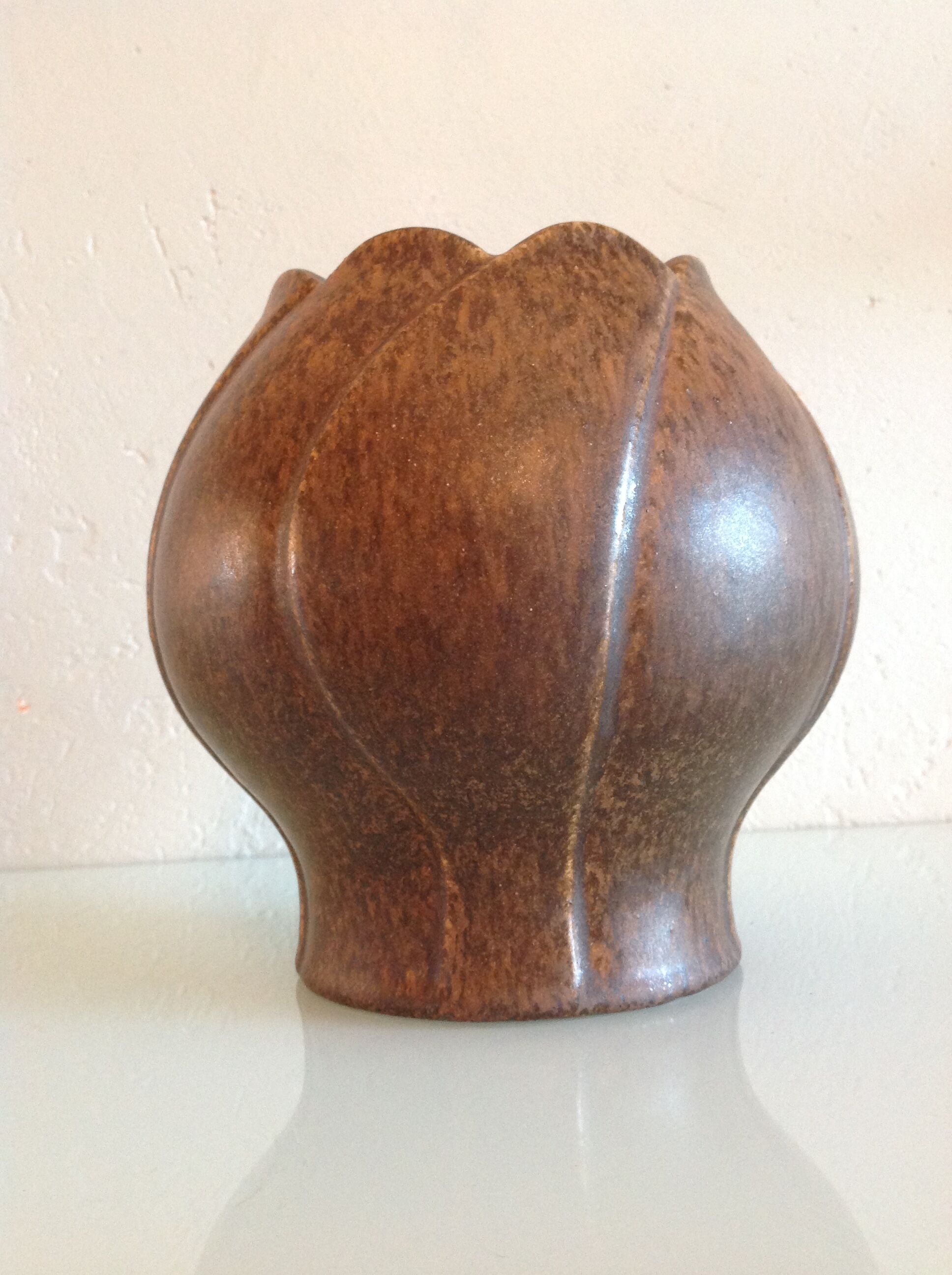 Tulip vase in brown ceramic by Steuler Keramik /vintage 60s-70s