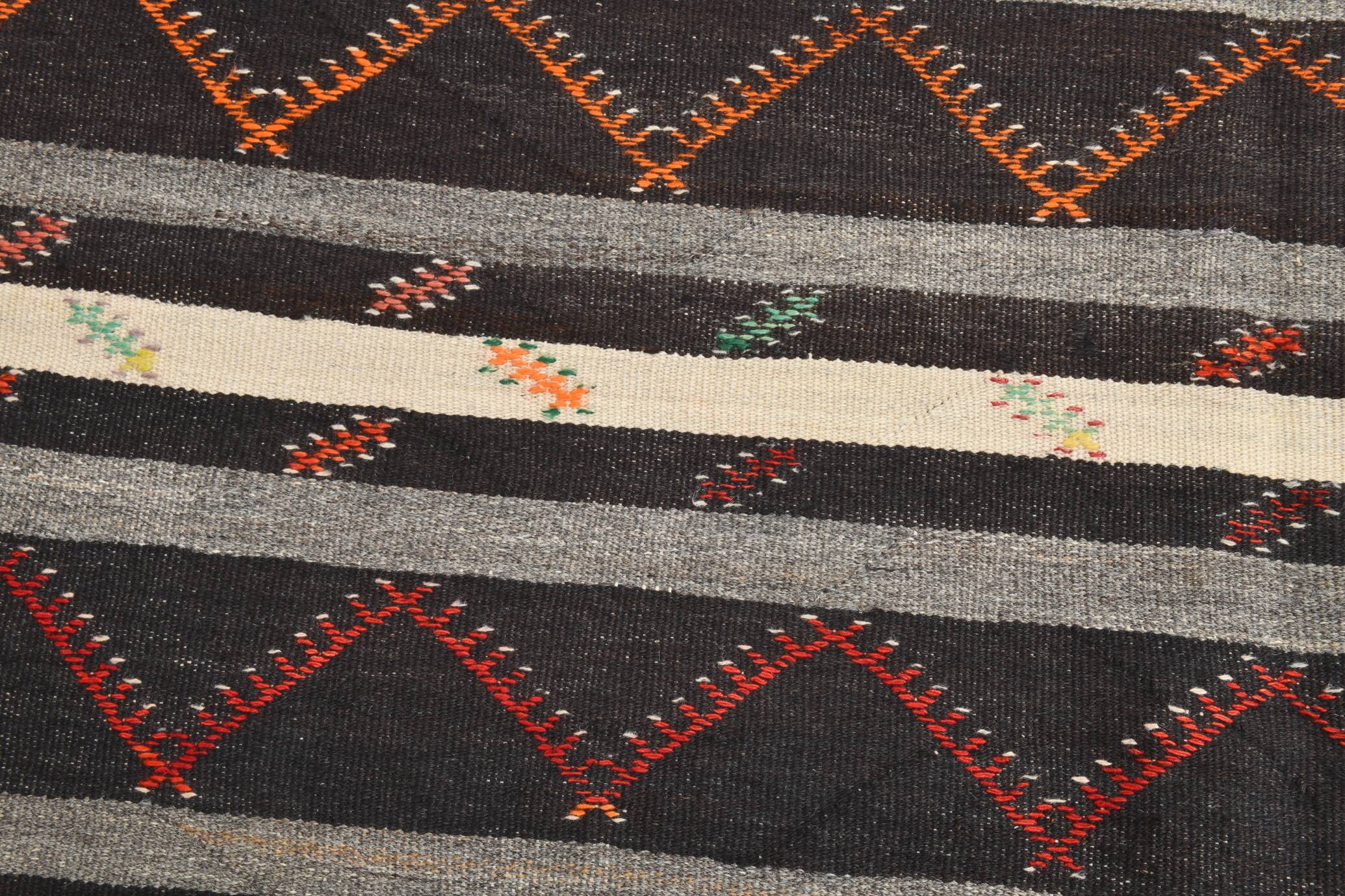 7x10 Contemporary Striped Kilim Area Rug, 204x300Cm