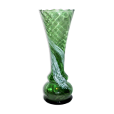 Vase ancien en verre de Clichy jaspé vert moucheté blanc