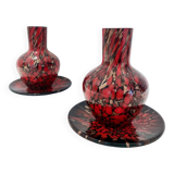 Black and Red Murano Glass Vases by Vincenzo Nason with Bronze Aventurine Glass