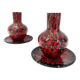 Vases en verre de Murano noir et rouge de Vincenzo Nason avec verre aventurine bronze