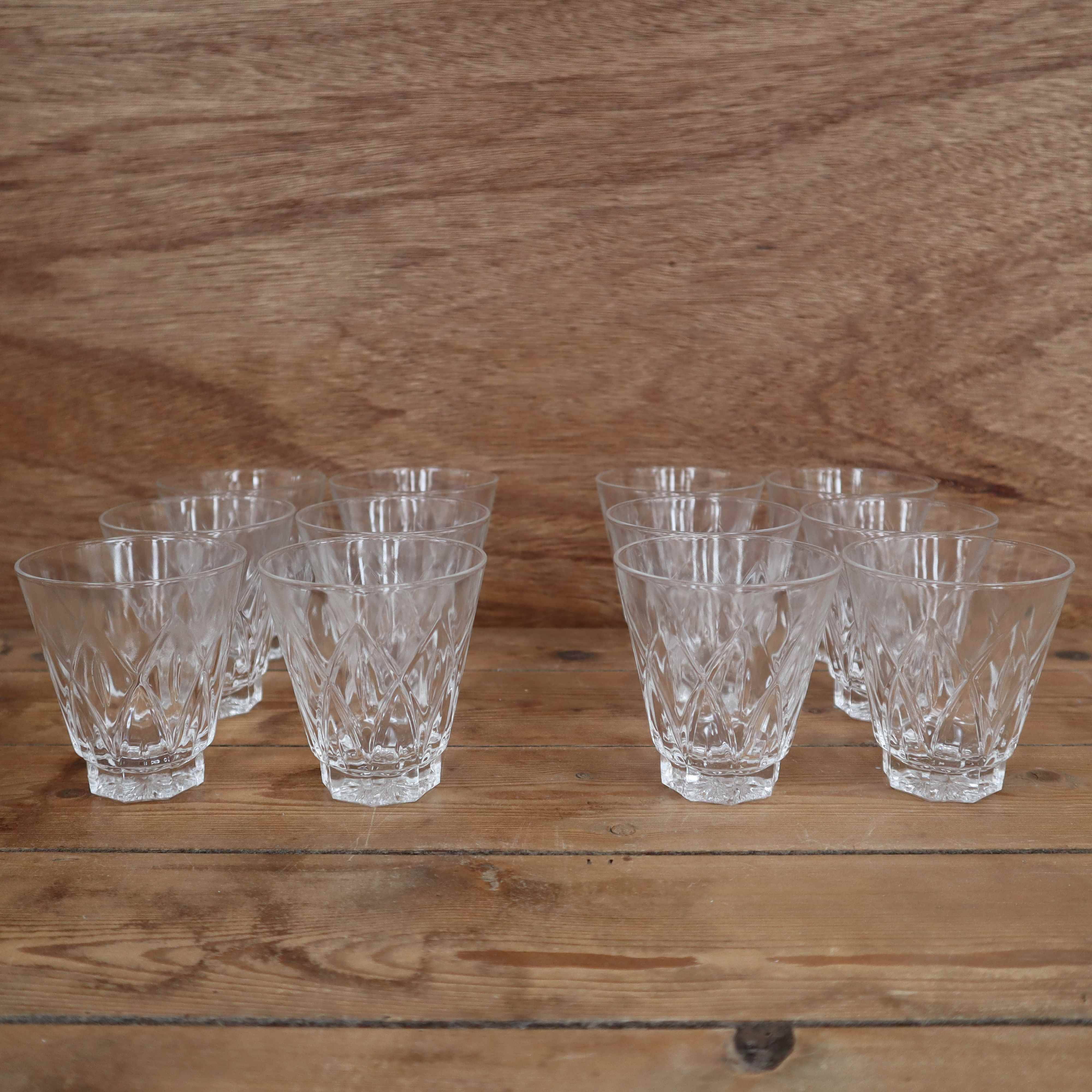 Set of 6 Harlequin water glasses in Reims crystal glass 1950