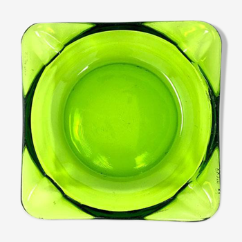 Green glass ashtray