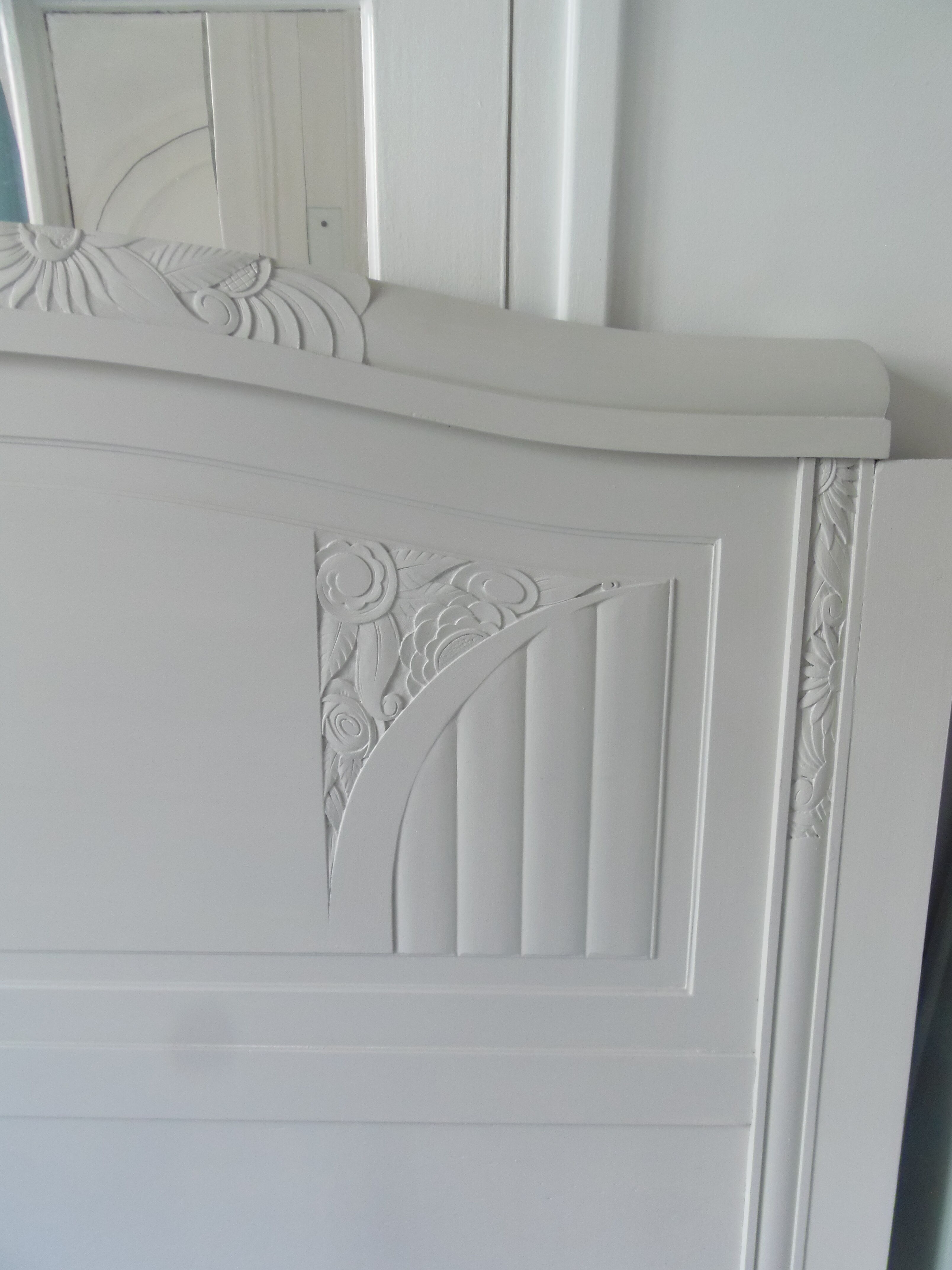 Headboard 160 art deco gray pearl