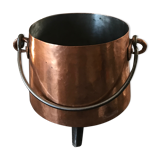 Cauldron with tinned copper pot handle and support 3 feet - 25.5 cm