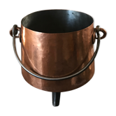 Cauldron with tinned copper pot handle and support 3 feet - 25.5 cm