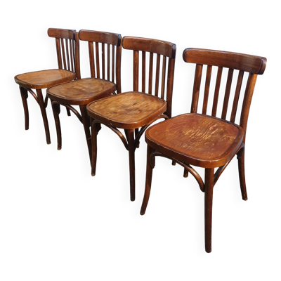 Série de 4 chaises bistrot type Thonet, Fischel, Baumann