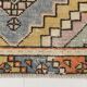 Tapis de couloir vintage fait main à décor géométrique orange et bleu
