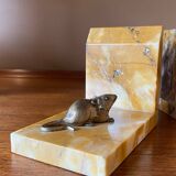 Art deco bookends by Jean Garnier, bronze and marble.