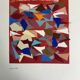 Helmut Dittmann – Geometric Abstract Collage, Vivid Multicolour on Red 1987
