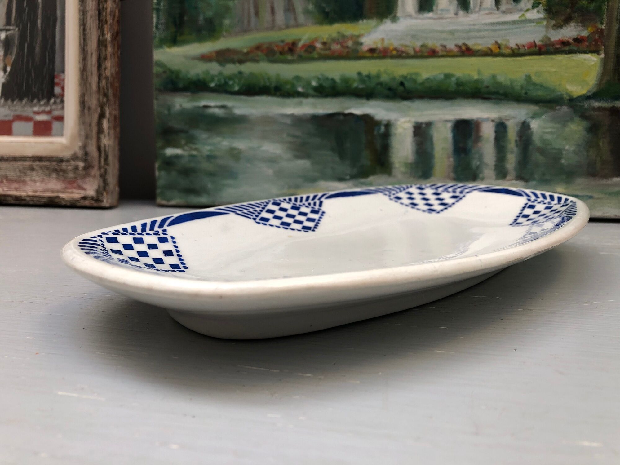 Ravier dish signed Moulin des loups Hamage Orchies Nord France model Pantin
