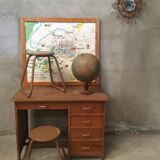 Pair of industrial metal wood workshop stools 1970