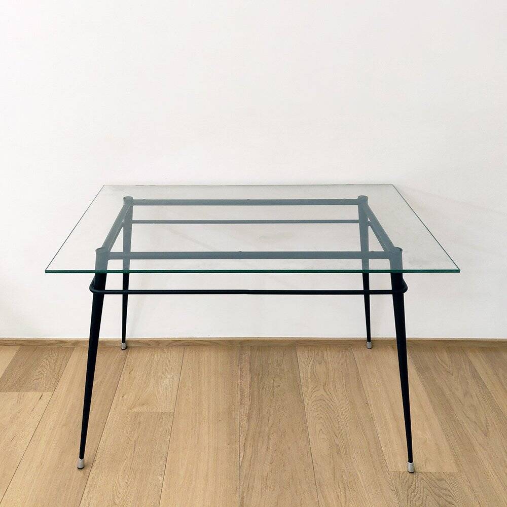 Metal and Glass Dining Table, 1970s