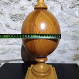 Vintage turned pine table lamp - Maison Verdière - 1970s/80s
