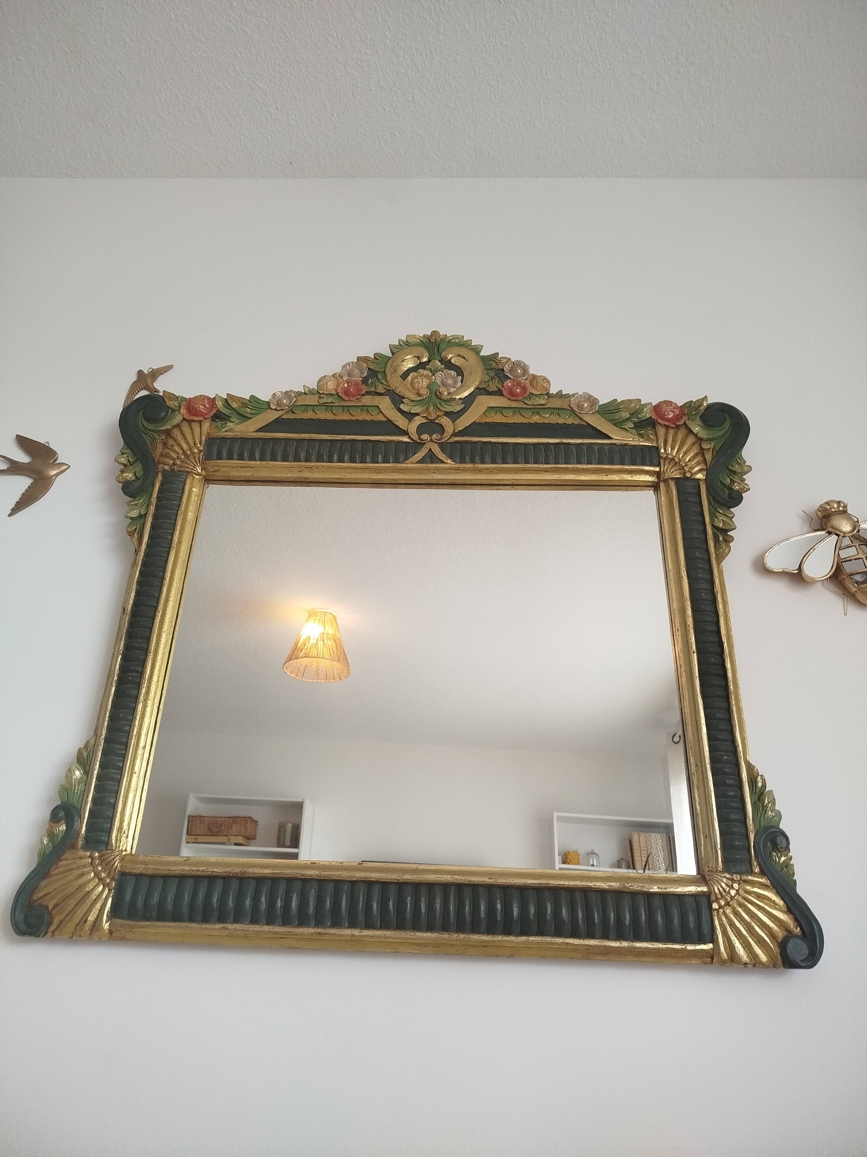 Art Deco floral mirror 1970