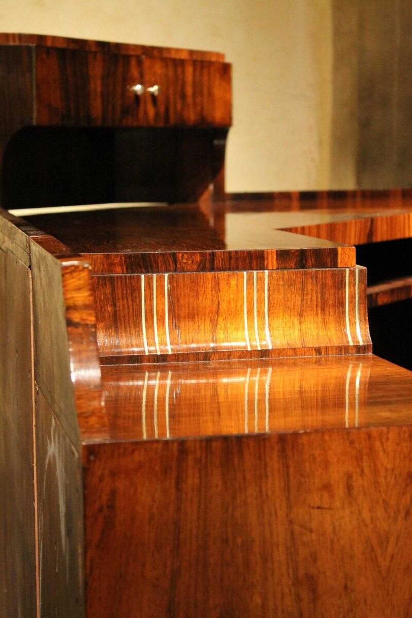 Art Deco Veneer Writing Desk or Vanity Table, 1920s