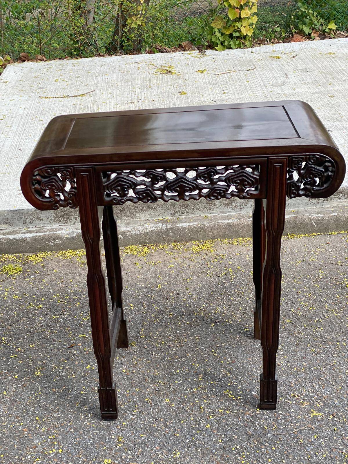 19th-century carved solid wood Chinese console.
