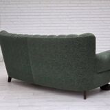 1960s, Danish 3-seater sofa, green furniture wool, oak wood.
